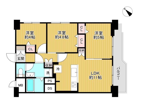 東京都八王子市散田町5丁目 26-2の中古マンションの間取り図