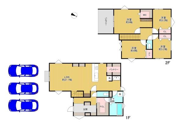 東京都八王子市めじろ台3丁目の中古一戸建ての間取り図