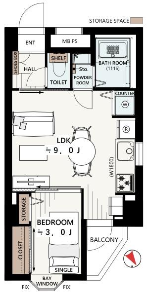 東京都杉並区西荻南1丁目の中古マンションの間取り図