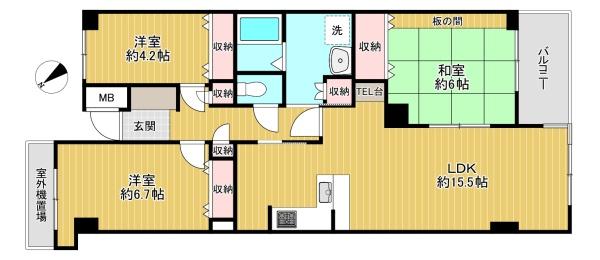 東京都中野区東中野5丁目の中古マンションの間取り図