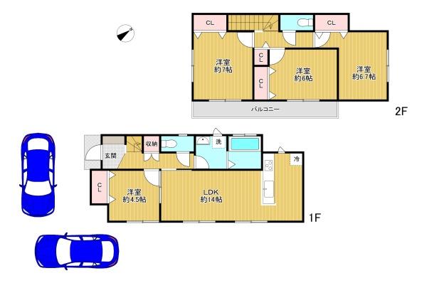 東京都八王子市館町の中古一戸建ての間取り図