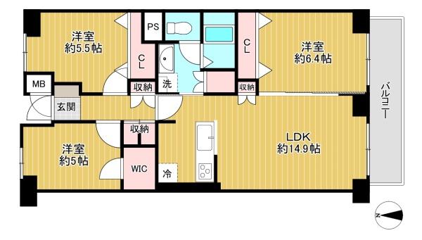 東京都八王子市初沢町の中古マンションの間取り図
