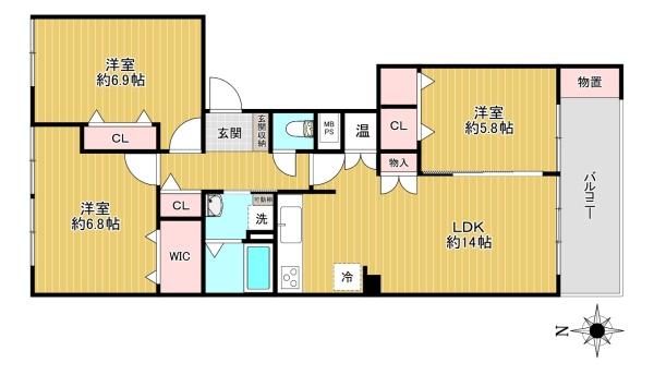東京都調布市柴崎2丁目の中古マンションの間取り図