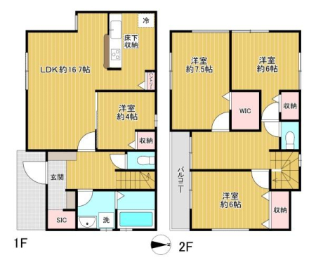 東京都八王子市石川町の新築一戸建ての間取り図（販N)