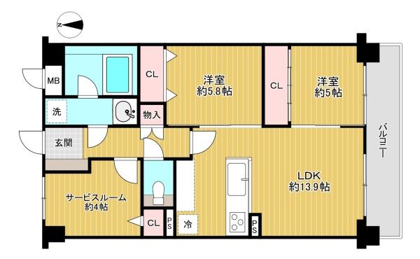 東京都練馬区関町北5丁目の中古マンションの間取り図