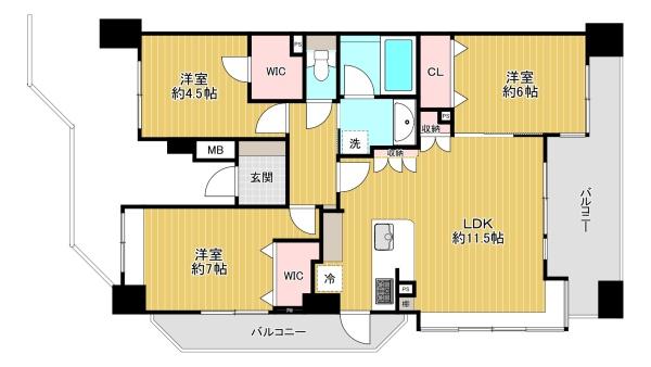 東京都練馬区下石神井3丁目の中古マンションの間取り図