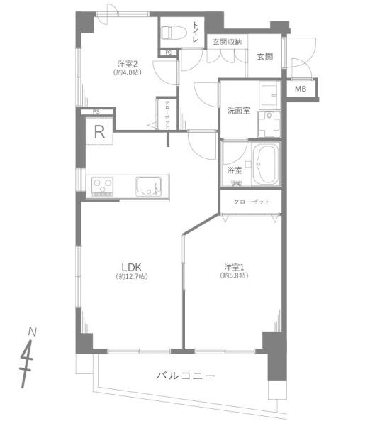東京都杉並区堀ノ内2丁目の中古マンションの間取り図