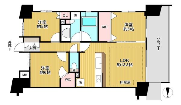 東京都八王子市八日町の中古マンションの間取り図