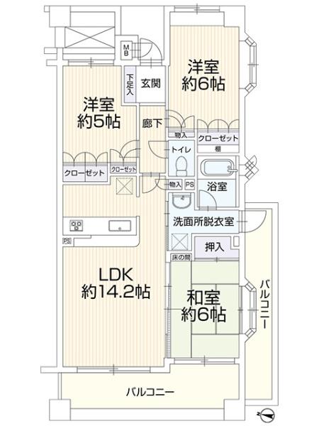 東京都八王子市北野台5丁目の中古マンションの間取り図