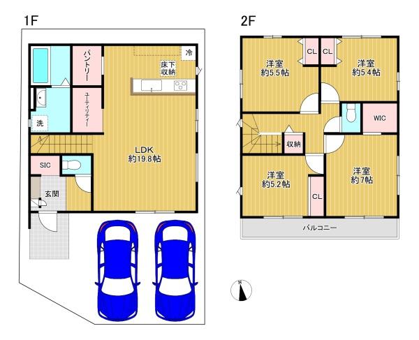 東京都八王子市清川町の新築一戸建ての間取り図