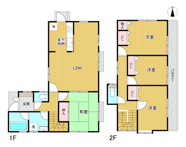 東京都八王子市西寺方町の中古一戸建ての間取り図