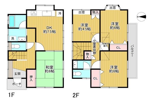 東京都八王子市川口町の中古一戸建ての間取り図