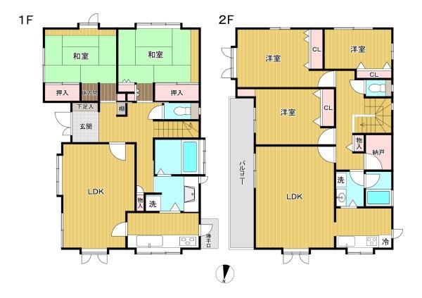 東京都八王子市南陽台3丁目の中古一戸建ての間取り図
