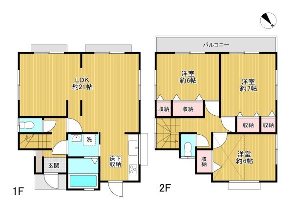 東京都八王子市弐分方町の中古一戸建ての間取り図