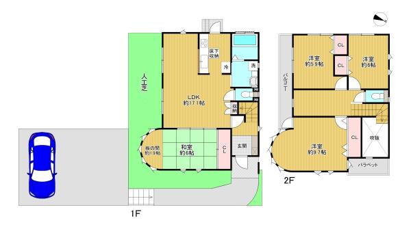 東京都八王子市元八王子町2丁目の中古一戸建ての間取り図