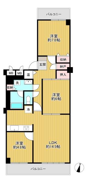 東京都八王子市台町4丁目の中古マンションの間取り図