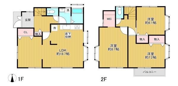 東京都八王子市石川町の中古一戸建ての間取り図