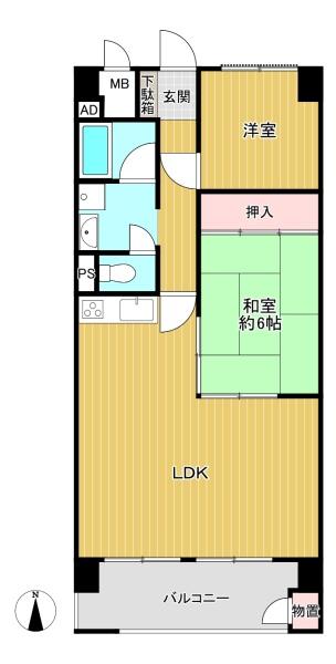 東京都八王子市椚田町 1221-2の中古マンションの間取り図