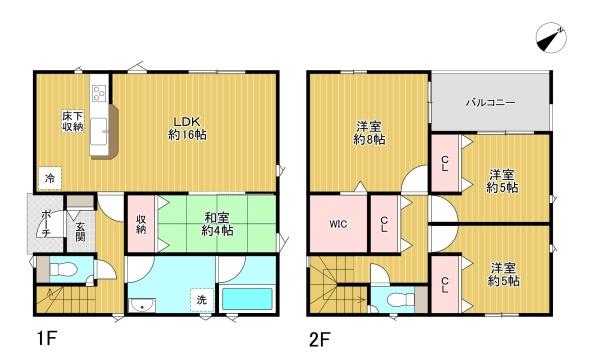 東京都八王子市川口町の新築一戸建ての間取り図
