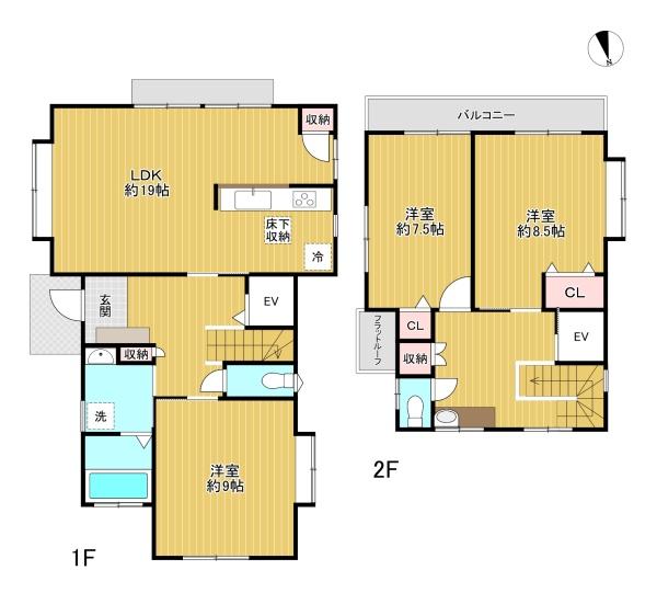 東京都八王子市大楽寺町の中古一戸建ての間取り図