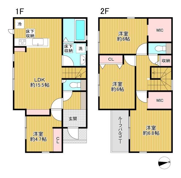 東京都八王子市川口町の新築一戸建ての間取り図