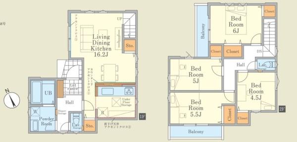 東京都八王子市子安町1丁目の新築一戸建ての間取り図
