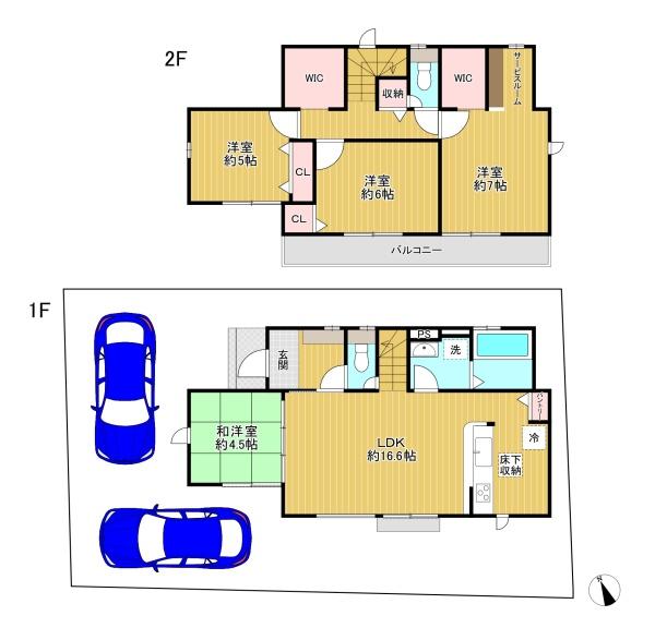 東京都八王子市小宮町の新築一戸建ての間取り図