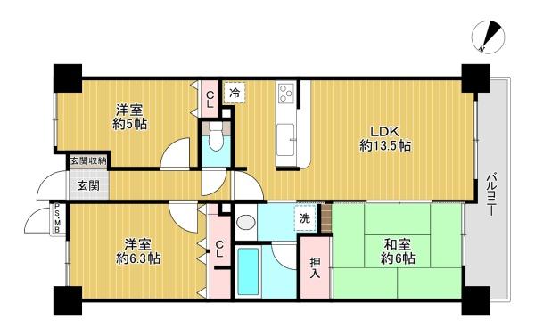 東京都八王子市散田町5丁目の中古マンションの間取り図