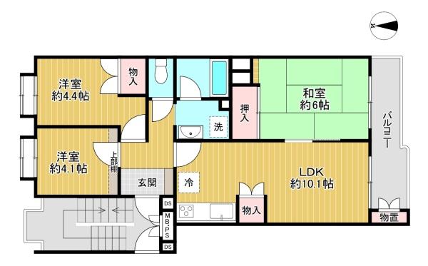東京都八王子市小比企町の中古マンションの間取り図