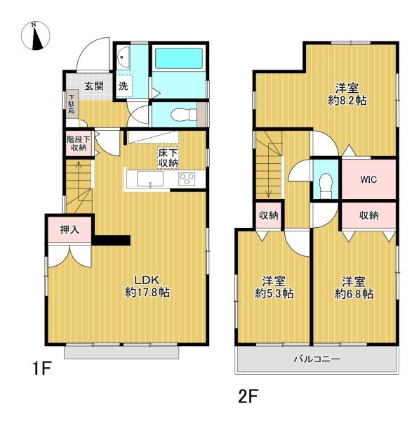 東京都八王子市四谷町の中古一戸建ての間取り図