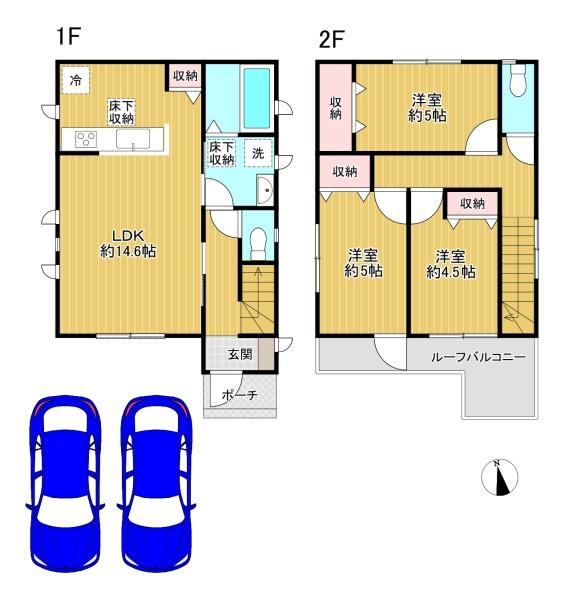 東京都八王子市諏訪町の中古一戸建ての間取り図