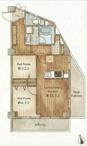 東京都中野区鷺宮4丁目の中古マンションの間取り図
