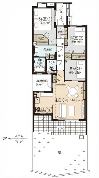 東京都中野区鷺宮3丁目の中古マンションの間取り図