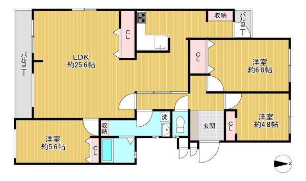 東京都八王子市松木の中古マンションの間取り図