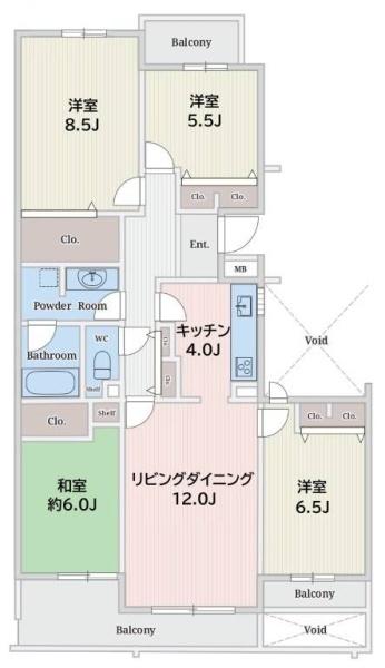 東京都八王子市別所1丁目の中古マンションの間取り図