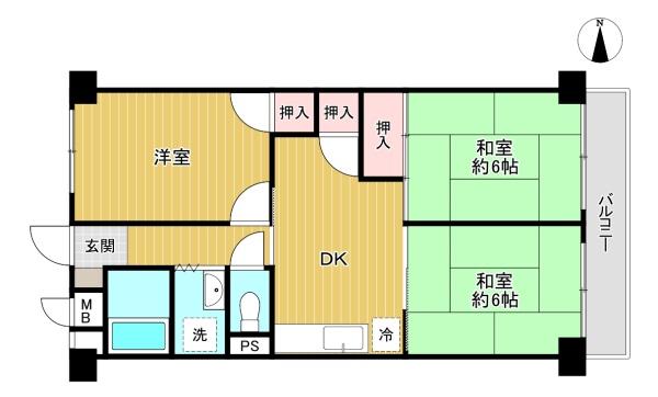 東京都八王子市椚田町の中古マンションの間取り図