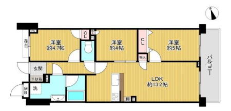 東京都練馬区貫井1丁目 13-22の中古マンションの間取り図
