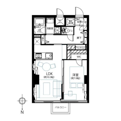 東京都新宿区上落合1丁目の中古マンションの間取り図