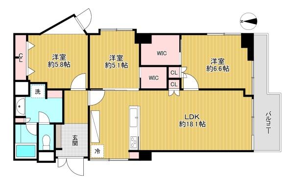 東京都杉並区上高井戸1丁目の中古マンションの間取り図