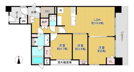 東京都練馬区向山1丁目の中古マンションの間取り図