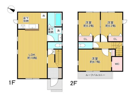 東京都八王子市大和田町2丁目の新築一戸建ての間取り図