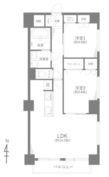 東京都世田谷区南烏山3丁目の中古マンションの間取り図