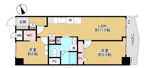 東京都杉並区下高井戸2丁目の中古マンションの間取り図
