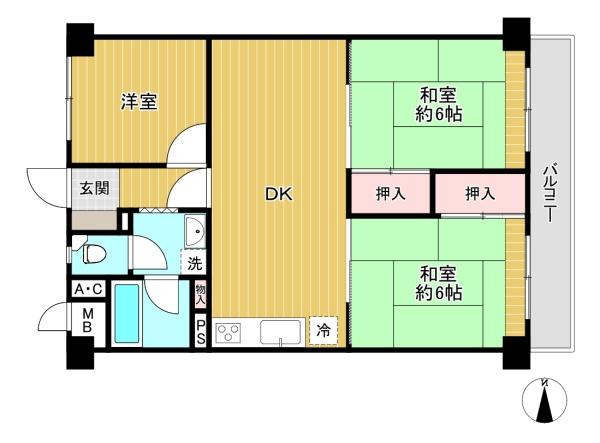東京都八王子市椚田町の中古マンションの間取り図